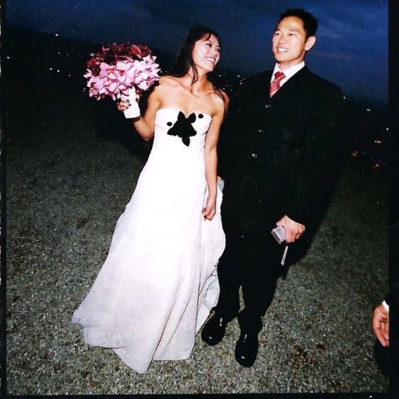 ROCHAS Voile Couture Dress in Blush. Black Flower Accent. Stunning. XS 🪷 - Picture 5 of 17